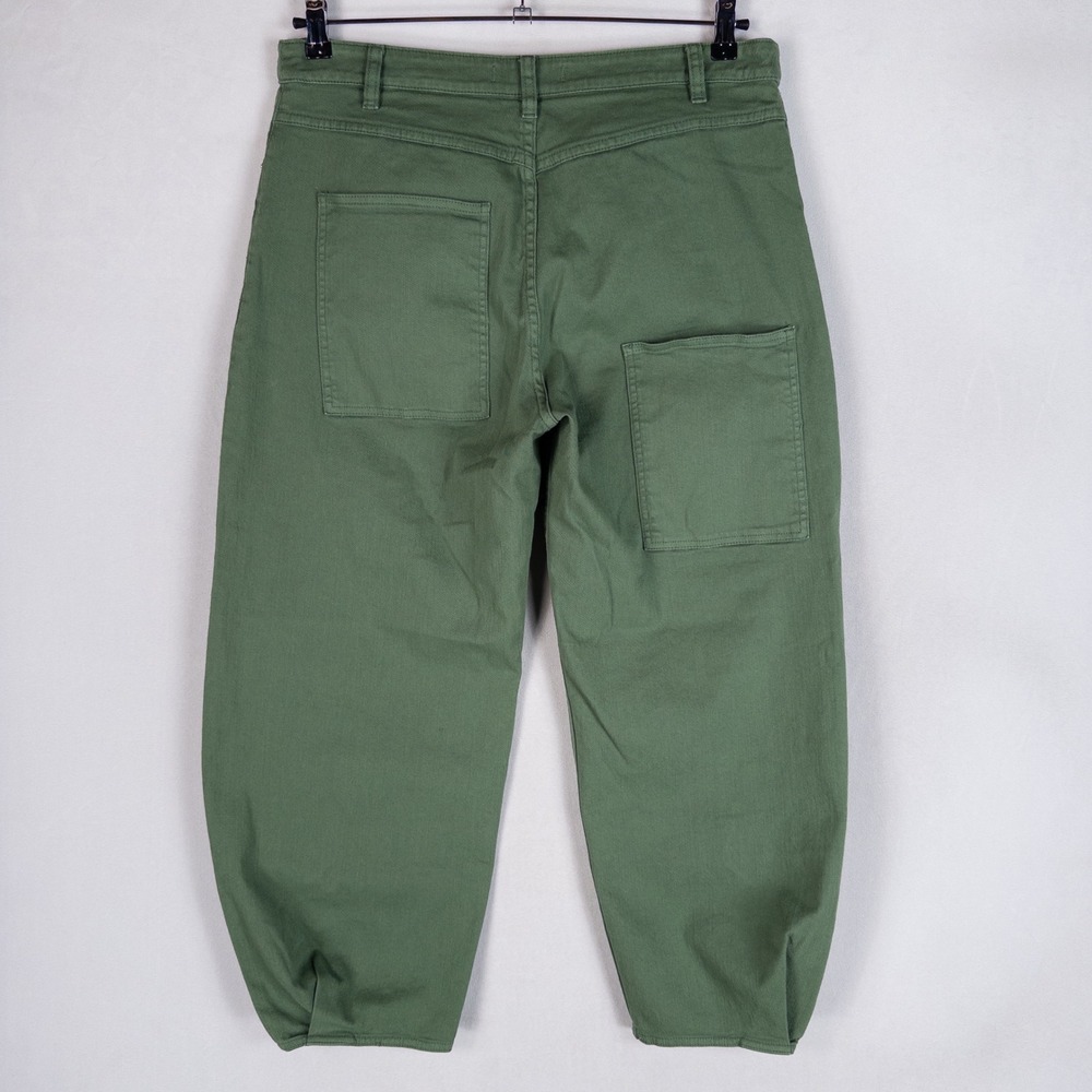 Tibi Brancusi Pant Jeans Womens 30 Green Stretch Barrel Leg Crop High Rise - Picture 5 of 13